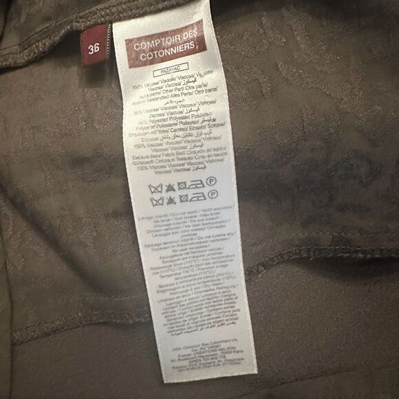 Comptoir Des Cotonniers Shirt Dress Women 6 Brown Mixed Media Corpcore Twee NWOT - Picture 7 of 11